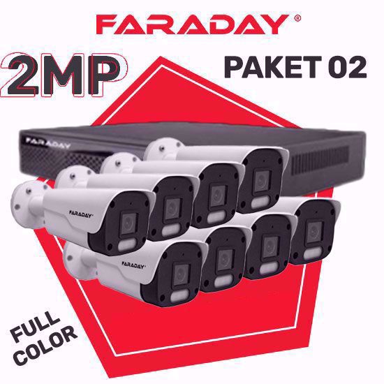 Paket 2 HD Faraday VN 8 bullet kamera 2MP XVR 8CH