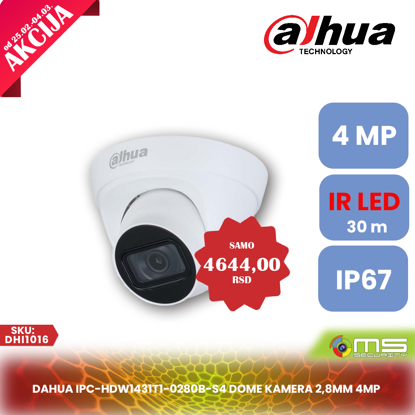 DAHUA IPC-HDW1431T1-0280B-S4 dome kamera 2,8mm 4MP-0