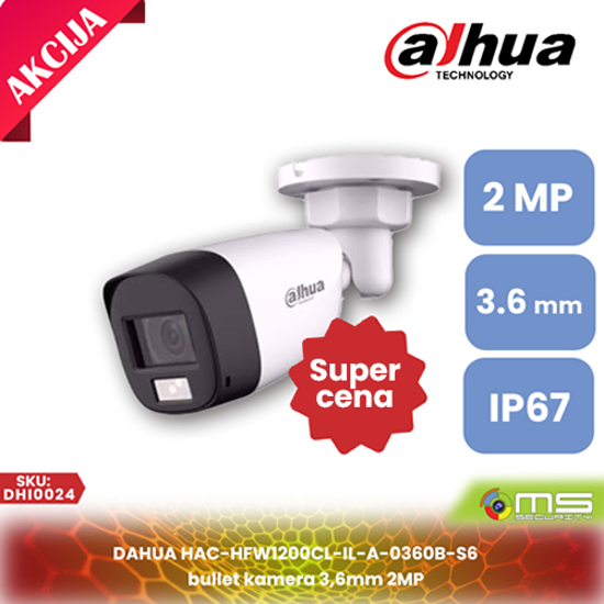 DAHUA HAC-HFW1200CL-IL-A-0360B-S6 bullet kamera 3,6mm 2MP-0