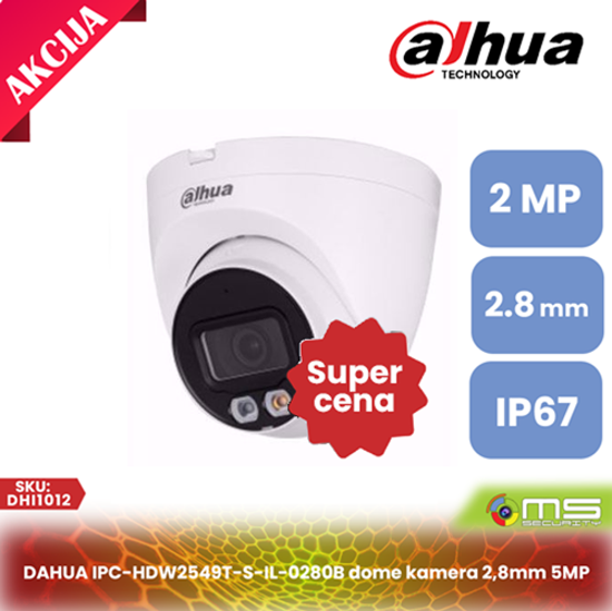 DAHUA IPC-HDW2549T-S-IL-0280B dome kamera 2,8mm 5MP