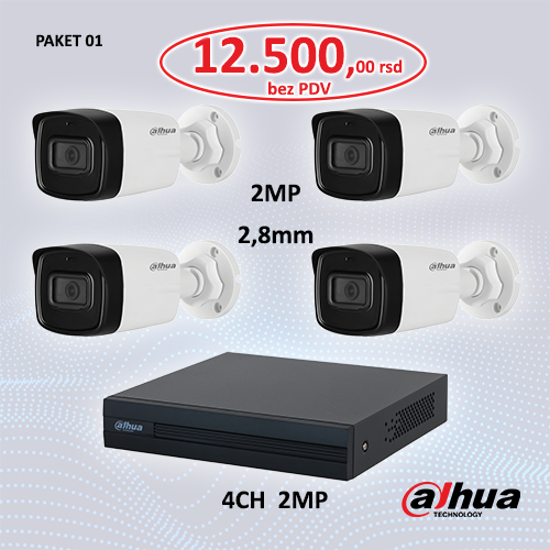 PAKET HD Dahua 4 kamere 2MP,2,8mm + XVR 4CH 2MP-01