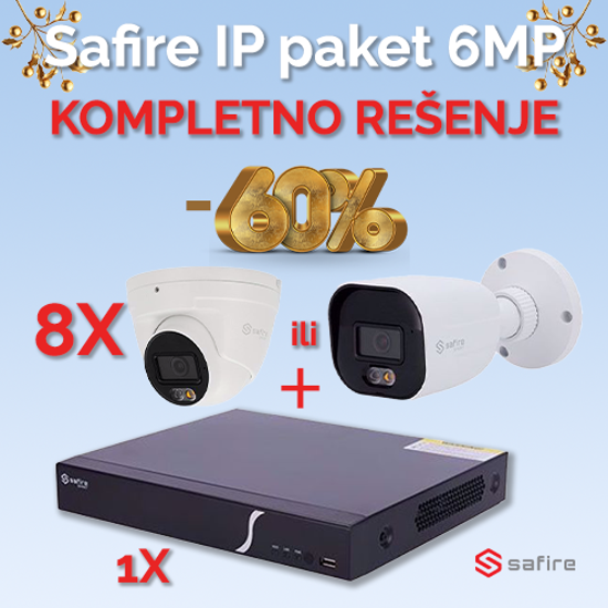 PAKET IP SAFIRE 8 kamera 6MP + NVR 8CH-01