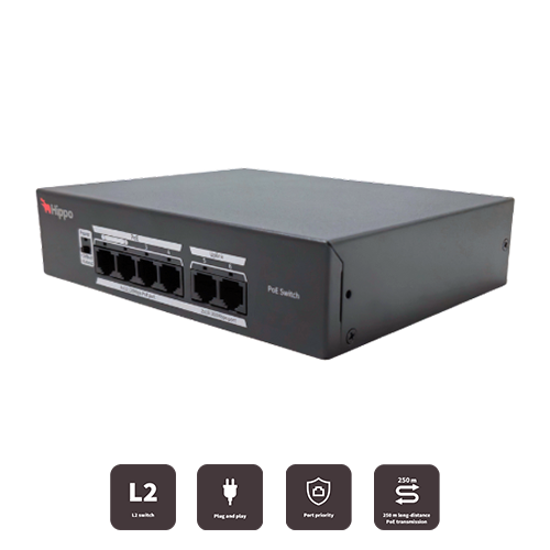 Hippo HP2020-6T-POE-IN-V2 6-portni neupravljivi megabitni PoE switch 65W