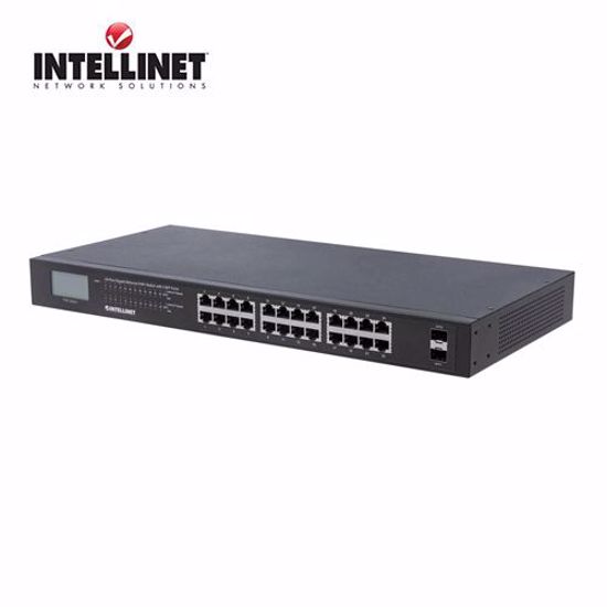 Slika od INTELLINET 24-Port Gigabit Ethernet PoE+ Switch, 2xSFP, LCD Sc