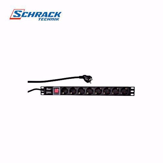 Schrack 19PDU, 8xSCHUKO, prekidac, 1HU, 2m kabl, ALU, crni Q7070107